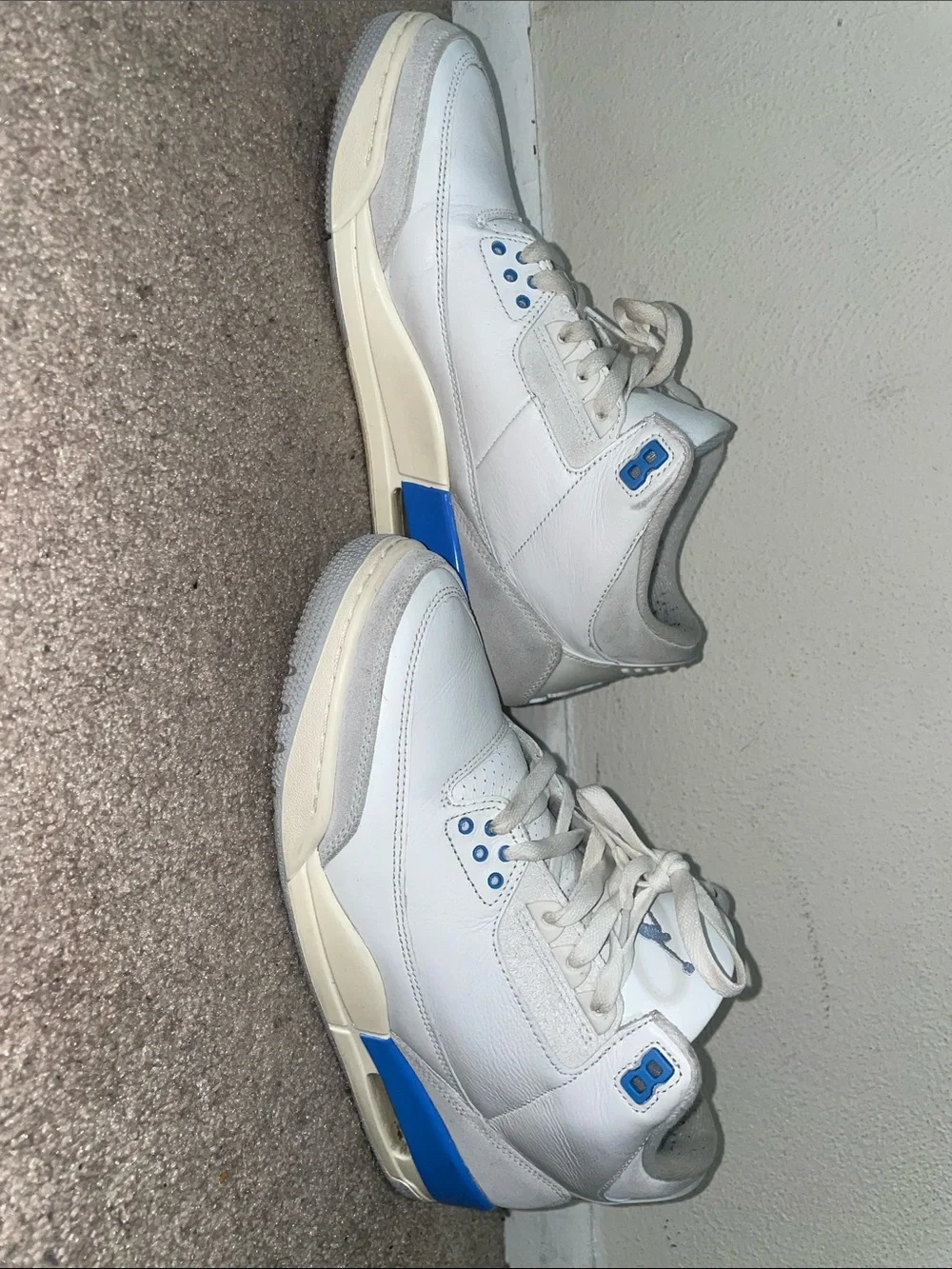 Jordan White Sneakers with Light Blue Accents